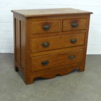 Art & Crafts mahogany chest of drawers, 92 x 83 x 48cm. (top marked)