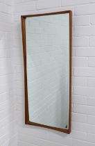 Mid Century rectangular teak wall mirror, 43 x 96cm.