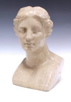 An art pottery crackle glazed stoneware female bust, 43cm