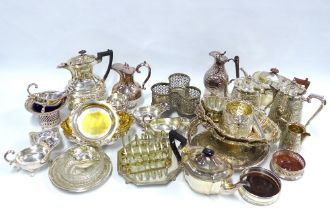 Quantity of Epns wares to include trays, teasets, baskets, sauce boat jugs, wine coasters, etc (a