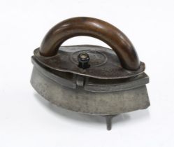 Siddon's steel box iron with trivet stand, 18 x 13cm