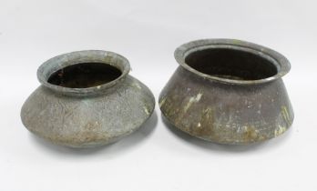 Two Middle Eastern style metal planters, 36 x 18cm (20