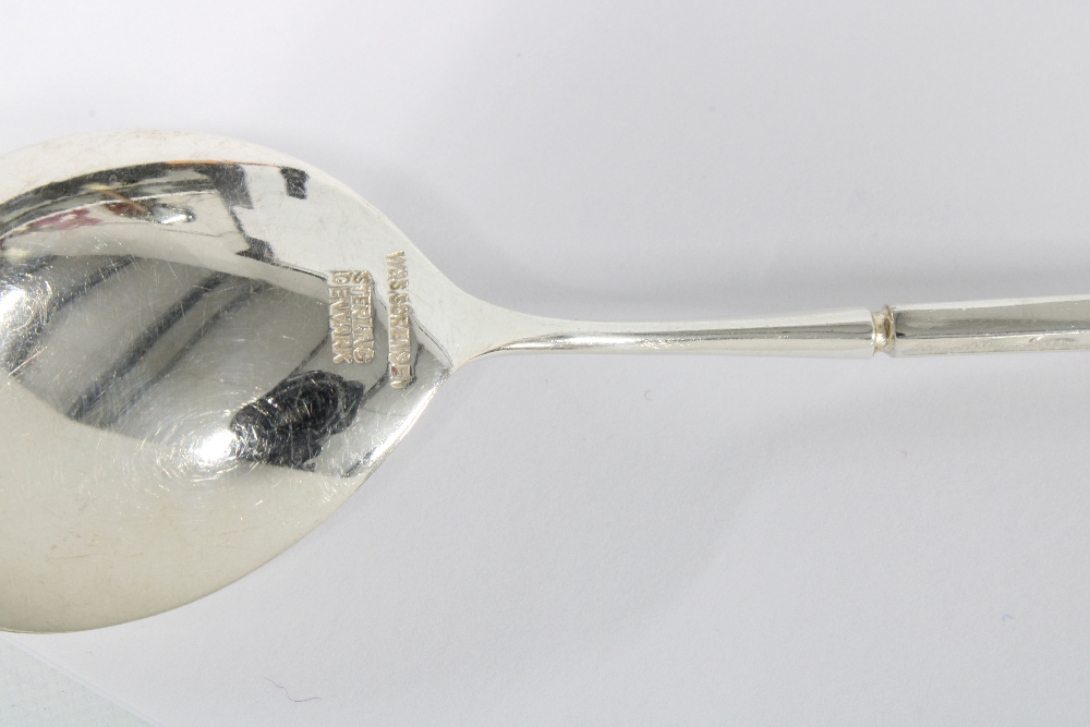 A set of seven silver teaspoons, by W & S Sorensen of Denmark, in original box, (7) - Image 4 of 4
