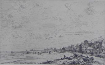 MAXIME LALANNE (FRENCH, 1827-1886) etched print of Normandie, framed under glass 23 x 14cm