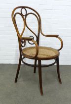 Thonet style bentwood open café armchair, 53 x 102 x 49cm.