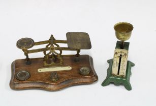 Vintage Duck / Hen egg scale and a set of postal scales with brass weights (2) 19cm.