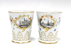 Two Meissen porcelain beakers, from the Friends of Meissen Series, to include view of Meissen