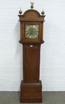 An oak cased grandfather clock, silvered dial inscribed Thos Ranger, Chipstead, Kent 49 x 191 x