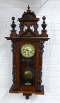 Vienna mahogany cased wall clock, 42 x 104cm.