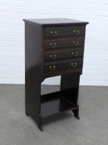 Edwardian ebonised music cabinet, 50 x 100 x 37cm.