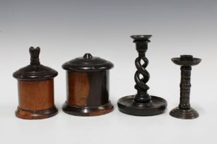 A collection of treen goblets and cups, 19cm. (8)