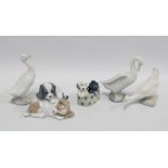 Five Nao Spanish porcelain animal figures, 18cm.