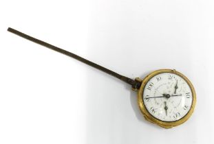 George III pendulum pedometer, enamel dial inscribed 'Spencer & Perkins, London'.