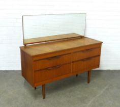 Vintage retro mid century teak dressing table with mirror, 121 x 111 x 41cm
