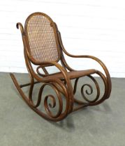 Thonet bentwood rocking chair, frame impressed '4' 49 x 88 x 41cm.