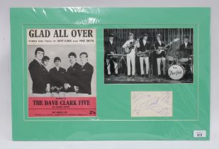 DAVE CLARK FIVE, set of autographs in blue ink, mounted in card with a black and white band