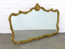 Rococo style gilt metal wall mirror, 104 x 68cm.