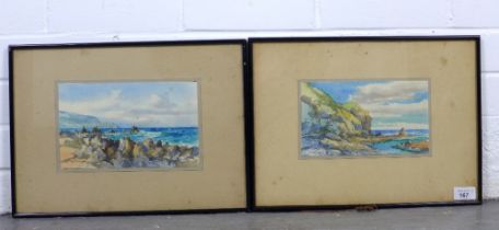 HERBERT COLE (NEW ZEALAND 1867 - 1930), two watercolours of sunlit coastlines, signed Rix Carlton,