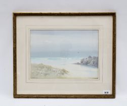 FREDERICK JOHN WIDGERY (1869-1942) CORNWAL COAST, gouache, signed and framed under glass, 35 x 25cm