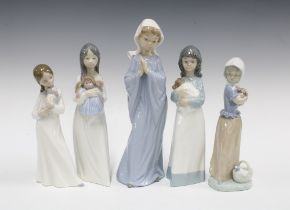 Five Nao Spanish porcelain figures (5) 29cm.