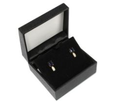 A pair of 9ct gold kyanite and diamond earrings, boxed