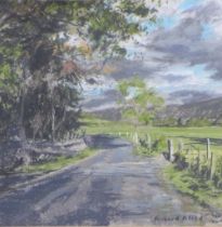 RICHARD ALDRED D.A. (Edin), THE ROAD TO STRUAN, pastel, signed and framed under glass, labels verso,