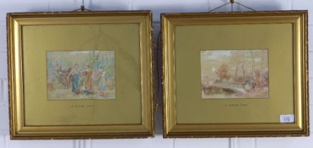 W. DUNCAN RWS, companion pair of watercolours, signed and framed under glass with gilt slips, 18.5 x