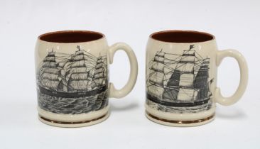 GRAYS POTTERY tankards to include the Sailor's Farewell and The Man Doomed To Sail, (2) 11 x 9cm.