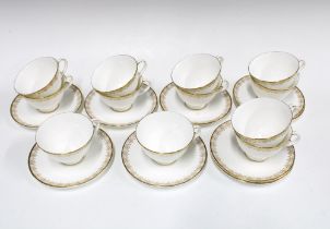 Royal Doulton, gold Lace pattern breakfast cups and saucers