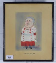 B. VILLIERS, LORD JUSTICE CLERK caricature, signed and dated 1934, framed under glass, 27 x 32cm