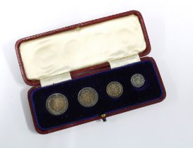 Edward VII (1901-1910), Maundy Money, 1904, comprising of 1, 3, and 4 pence, in original tooled
