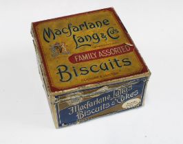 Early 20th century Macfarlane Lang & Co biscuit tin, 22 x 24cm.