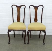 Pair of Art Nouveau mahogany inlaid chairs, 47 x 98cm. (2)