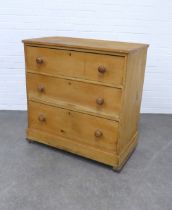 Pine chest with three long drawers, 92 x 96 x 51cm