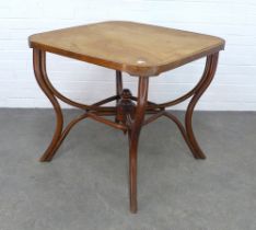 Thonet design bentwood games table, 82 x 74cm. (top a/f)