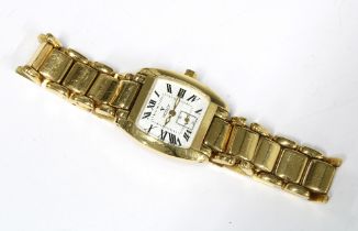 Viceroy, a ladies 18ct gold wristwatch, signed enamel dial with roman numerals and a subsidiary