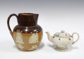 Royal Doulton stoneware jug and a small English teapot (2) 17cm.