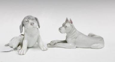 Gebruder Heubach porcelain model of a German Shepherd dog, designed by Oskar Pflug, 23cm long,