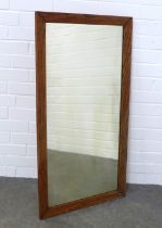 Oak / pine framed mirror with a rectangular glass plate, 51 x 101cm.