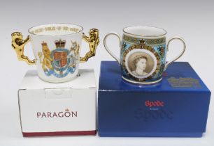 Paragon loving cup to commemorate QEII Golden Jubilee and a Spode bone china loving cup, boxed (2)