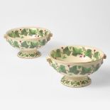 A Pair of Wedgwood Napoleon Ivy Pattern Queensware Footed Serving Bowls UK, 1870s