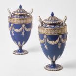 A Pair of Wedgwood Powder Blue Ground Covered Vases UK, circa 1910