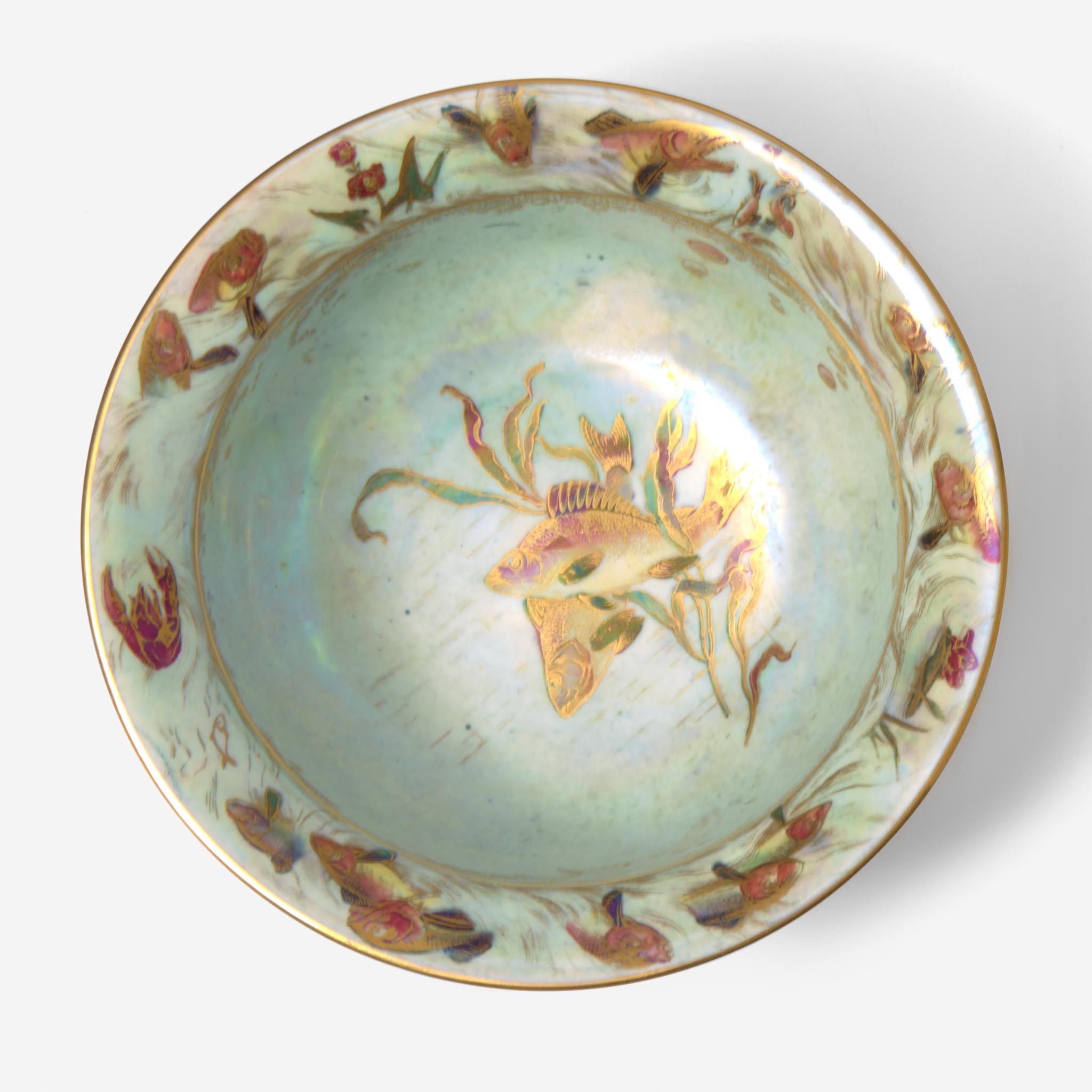 A Wedgwood Ordinary Lustre Fish-Decorated Bowl UK, circa 1915 - Image 2 of 3