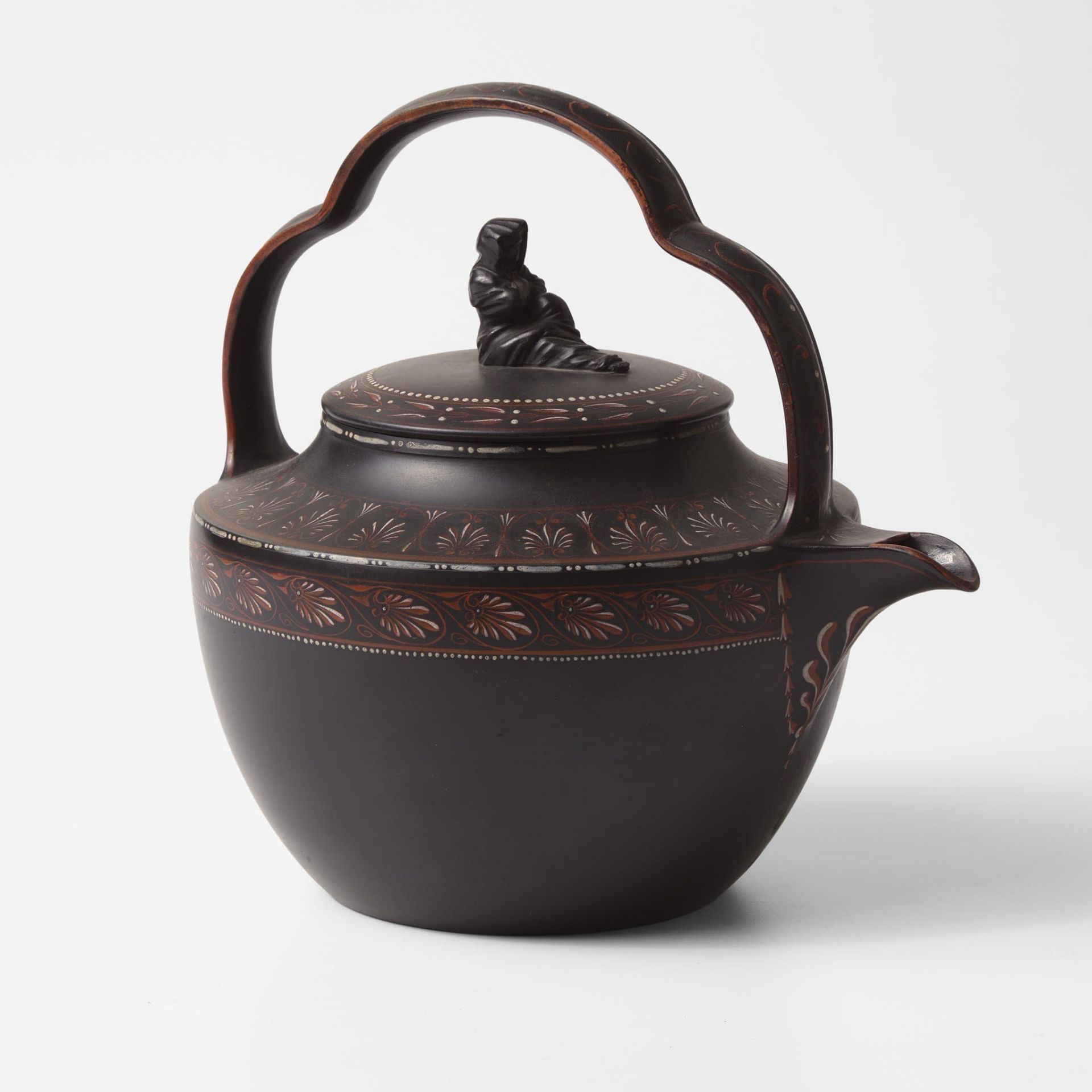 A Wedgwood Encaustic-Decorated Black Basaltes (Basalt) Rum Kettle UK, 1770s