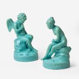 Wedgwood Turquoise-Glazed Figures of Cupid and Psyche UK, circa 1880