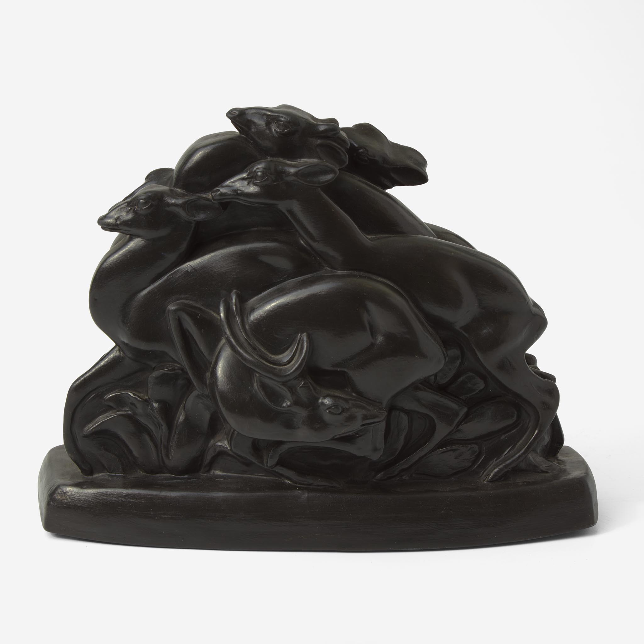 A Wedgwood Black Basalt "Running Deer" Figural Group Designed by John Skeaping (1901-1980), UK, - Image 3 of 4