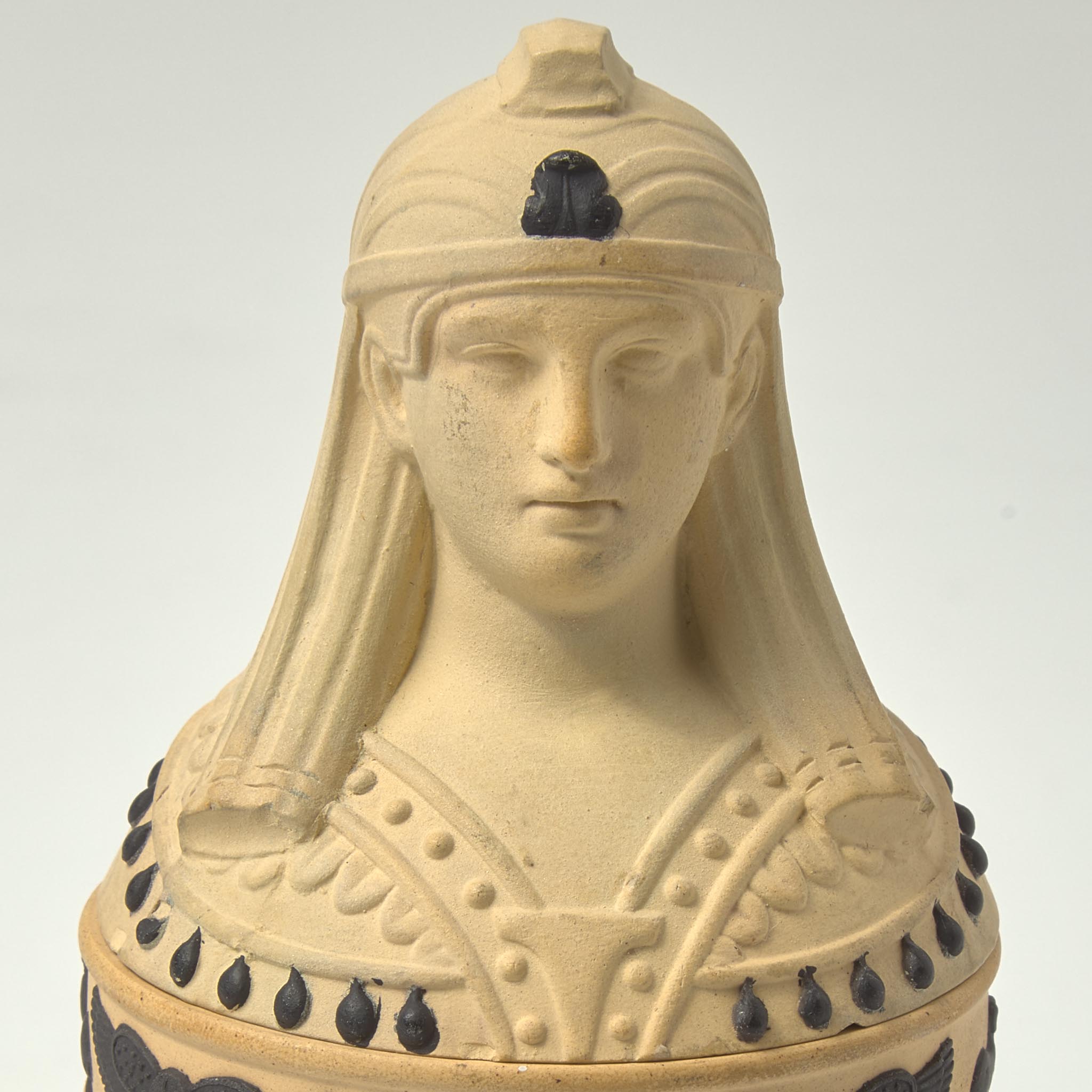 A Wedgwood Caneware and Black Basaltes Canopic Jar-Form Inkwell UK, circa 1780s - Image 2 of 3