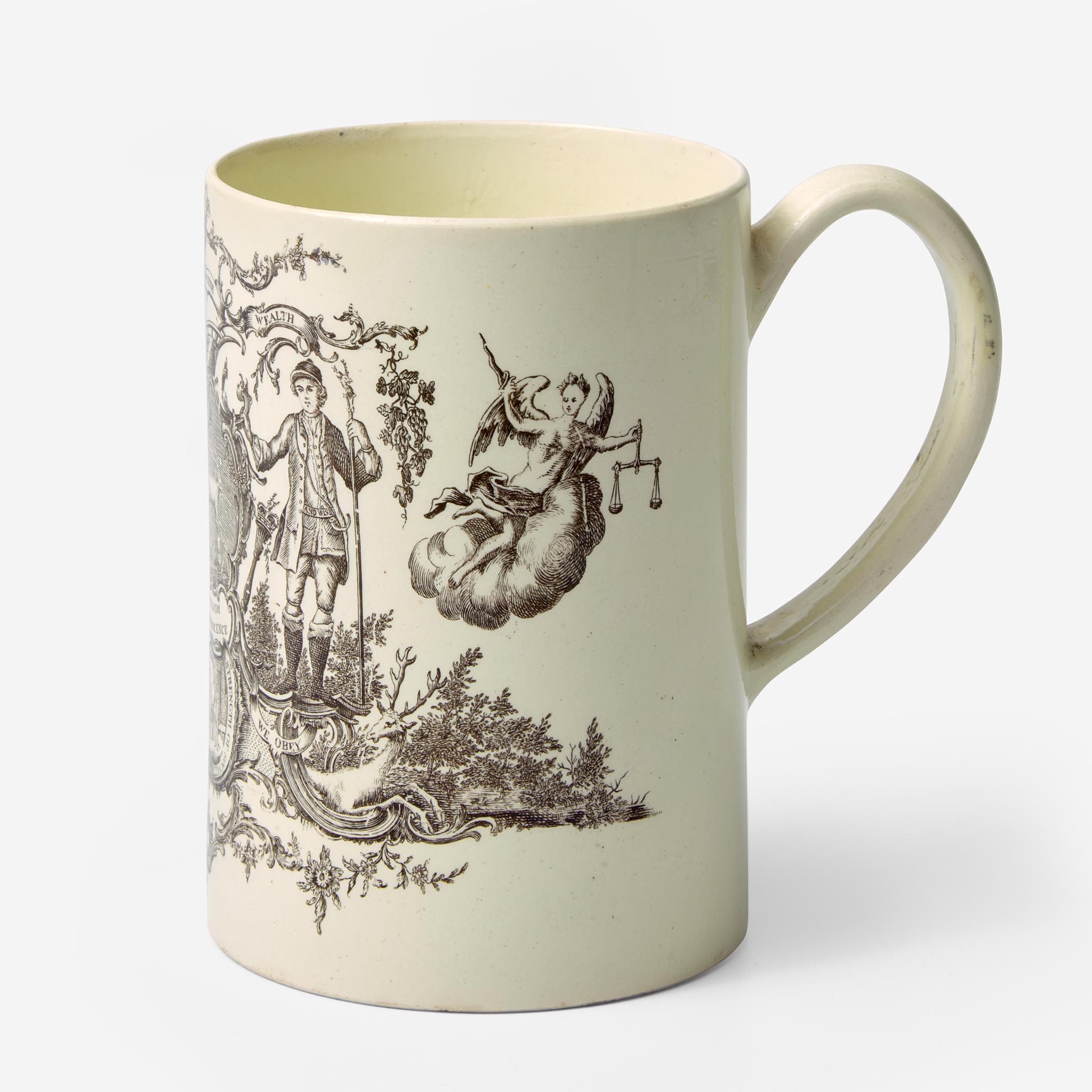A Wedgwood Transfer-Printed Queensware Mug UK, 1760s - Image 3 of 4