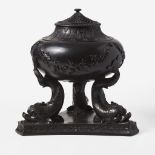 A Large Wedgwood Black Basalt Dolphin Pastille Burner UK, first half of the 19th century