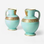 A Near Pair of Wedgwood Doric Jugs with Egyptian Decoration Designed by Christopher Dresser